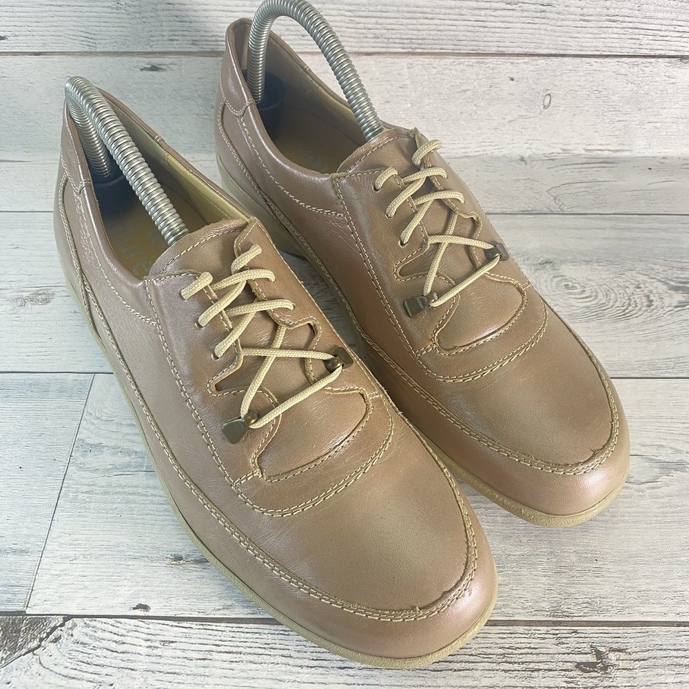Durea‎ Shoes Womens 6.5 Tan Leather Comfort Orthopedic Lace Up Classic Sneaker